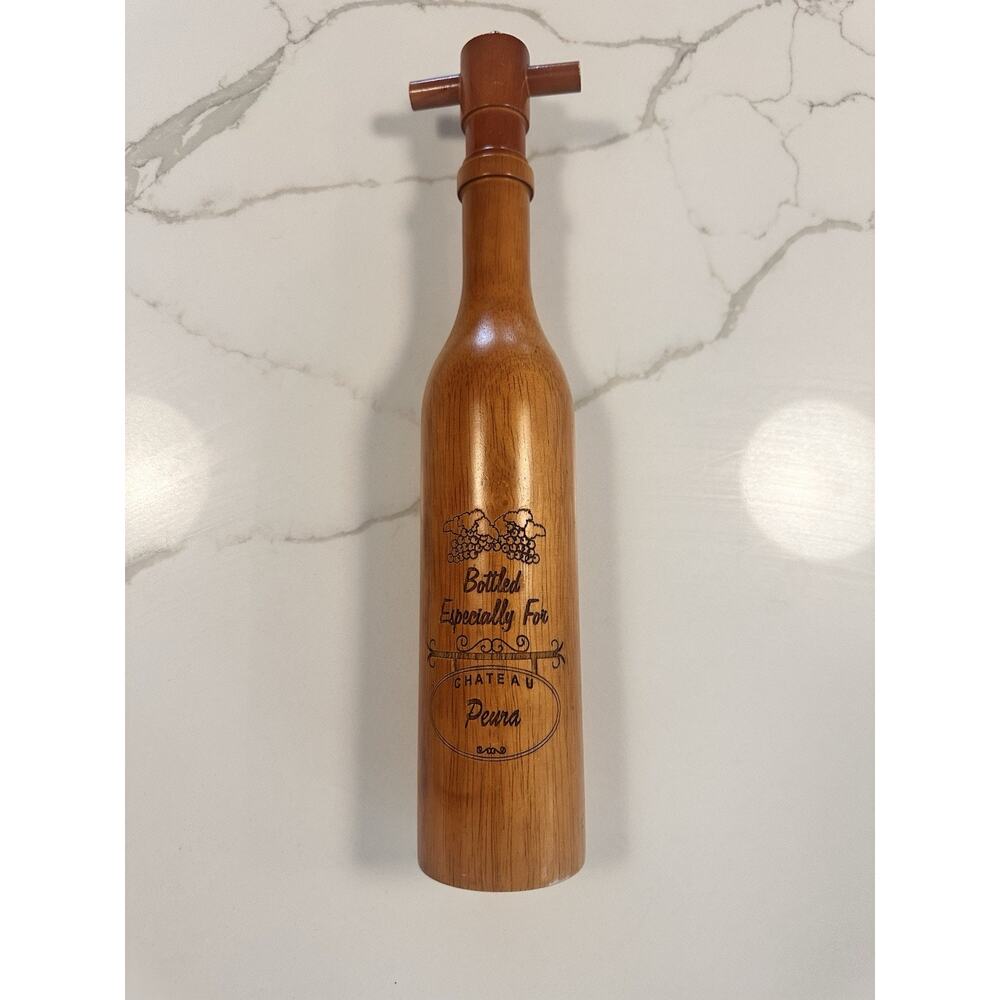 Chateau PEURA Vineyards Wooden Wine Bottle Pepper Mill- MCM- Works